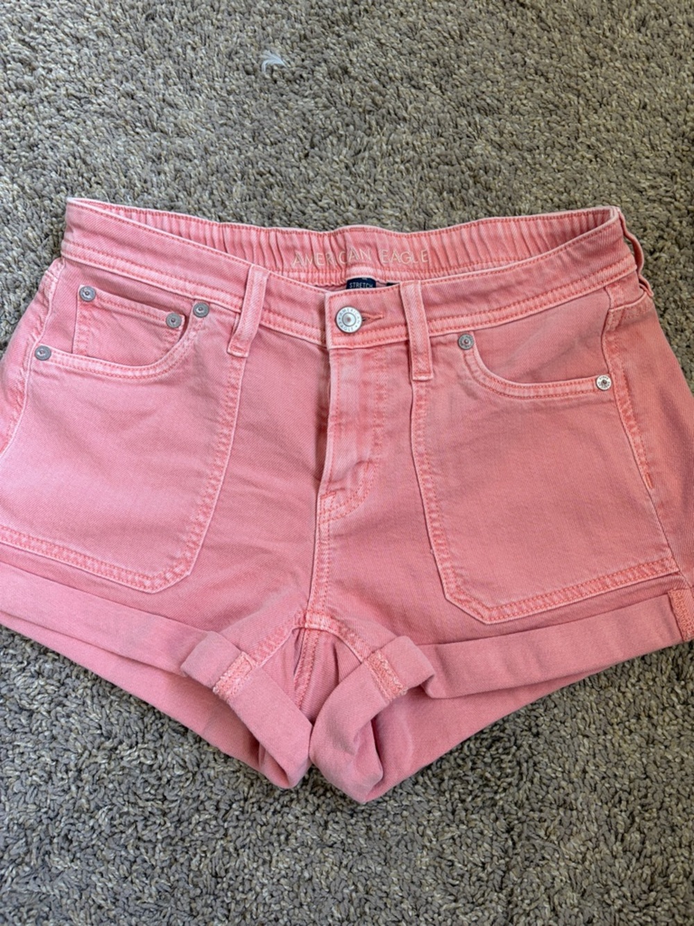 American Eagle Outfitters Coral-Peach Denim Shorts